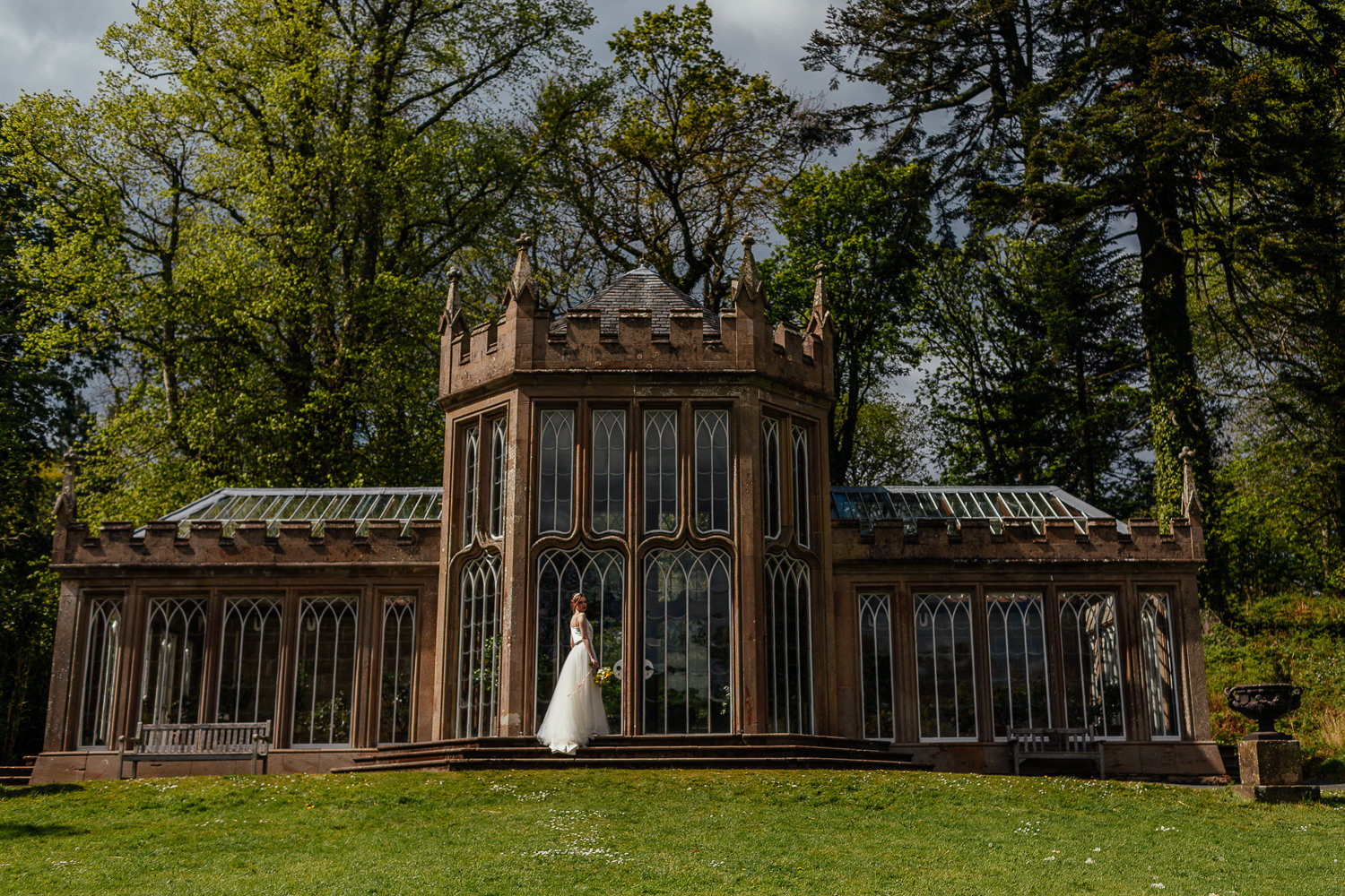 Culzean Castle Wedding Venue Camellia House Bride Outside External